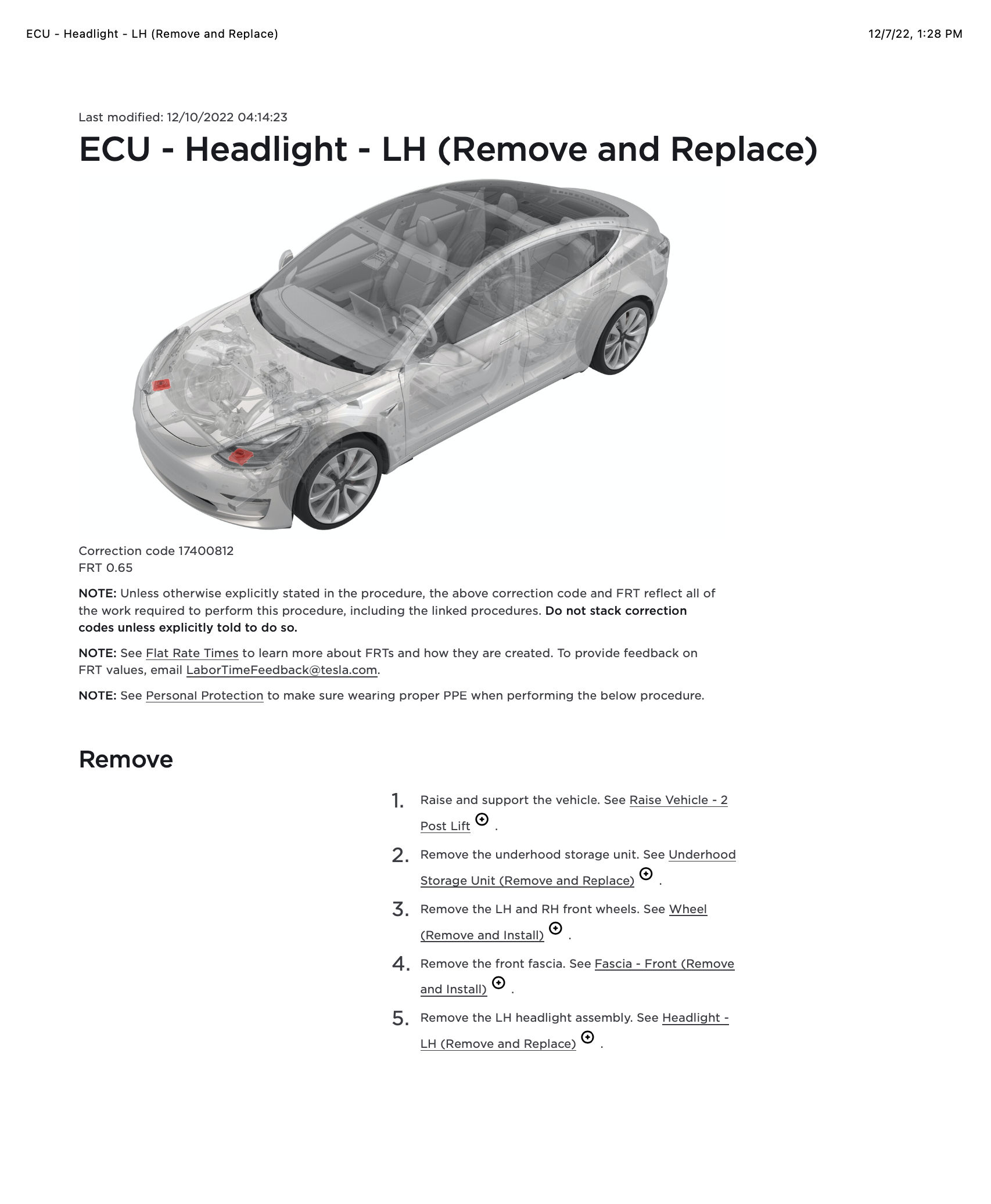 Tesla model 3 2024 headlight replacement cost